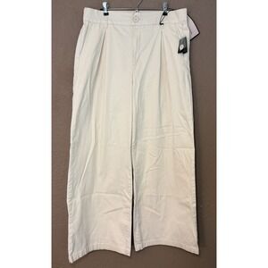 BCBGeneration NWT Women's High Rise Wide Leg Khaki Trousers Sz XL Stretch Waist